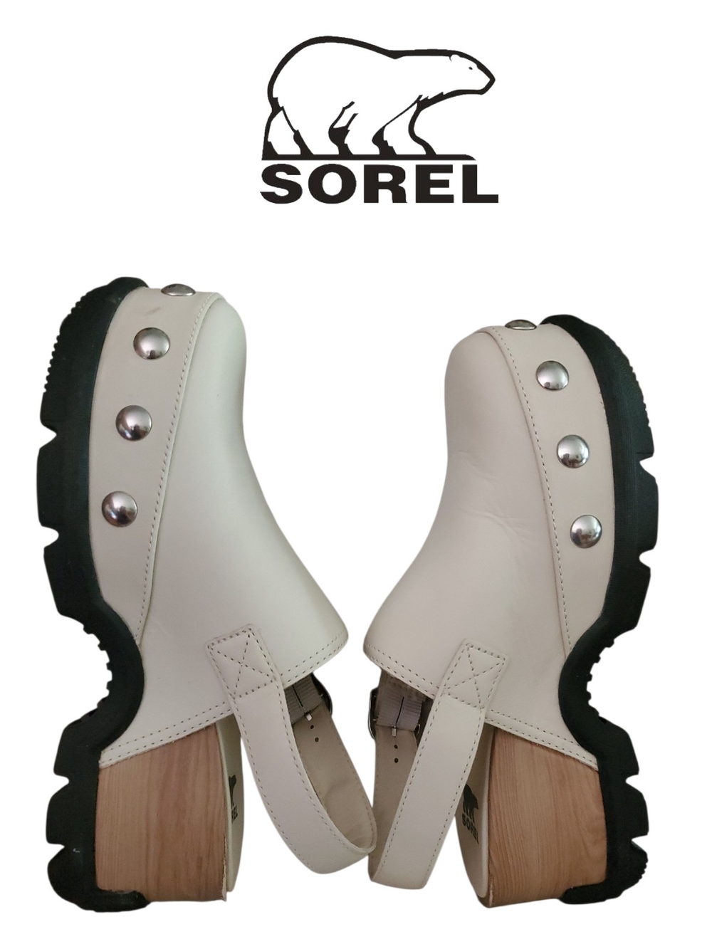 Sorel Chalk & Black Roam’n Clog™ RVT Leather Women's Shoe Size 8 - Picture 6 of 9